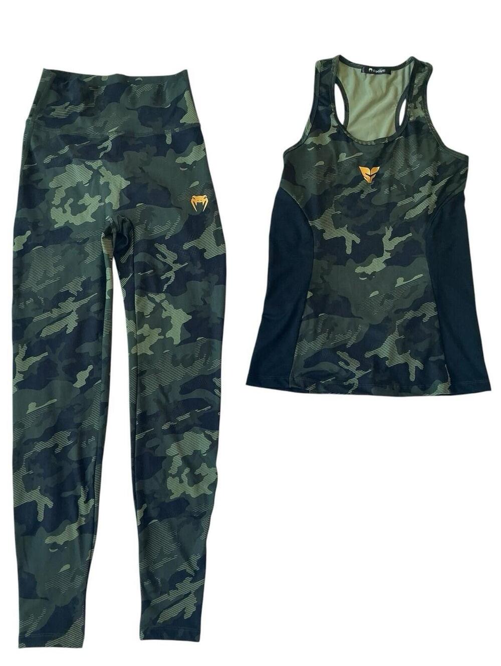 Venum Sophia Rose Forest Camo Set M Quick Dry Scrunch Butt High Waist Gym